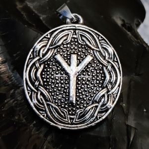 ALGIZ Elder Futhark Rune Huginn Muninn pendant necklace Norse Viking